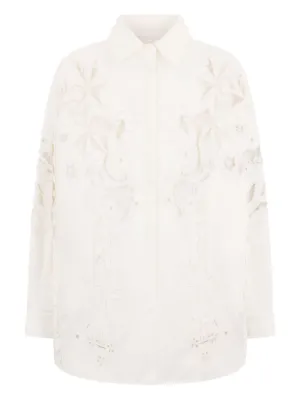 VALENTINO ヴァレンティノ フローラル レース アップリケ シャツ