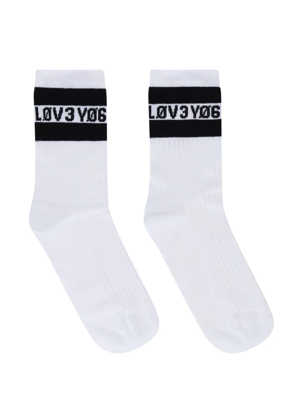 RED(V) stripe socks - Bianco