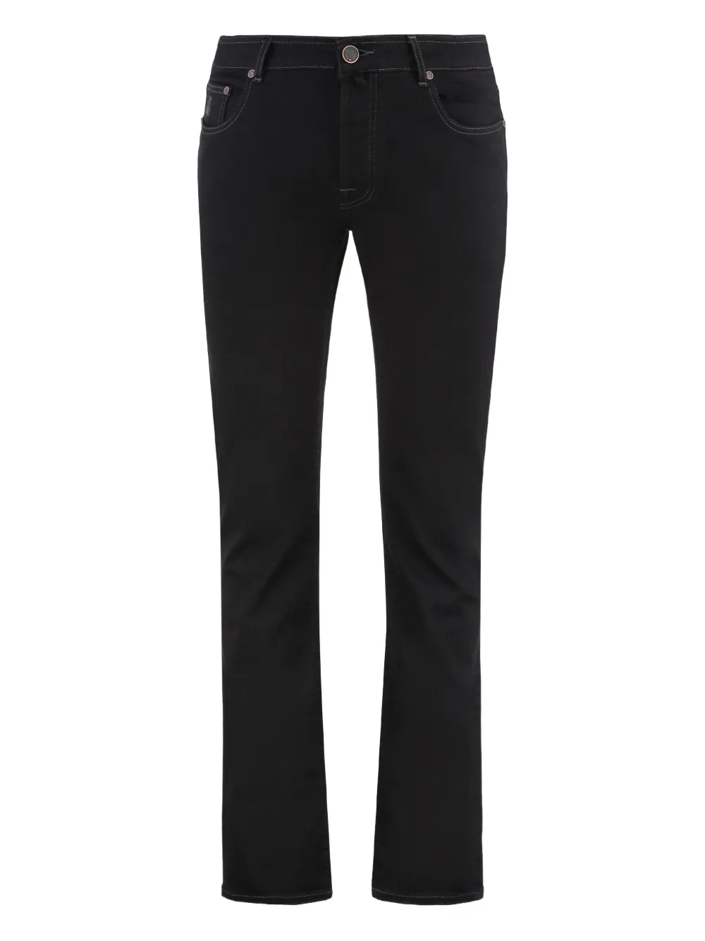 Moorer logo-patch five-pocket jeans Zwart