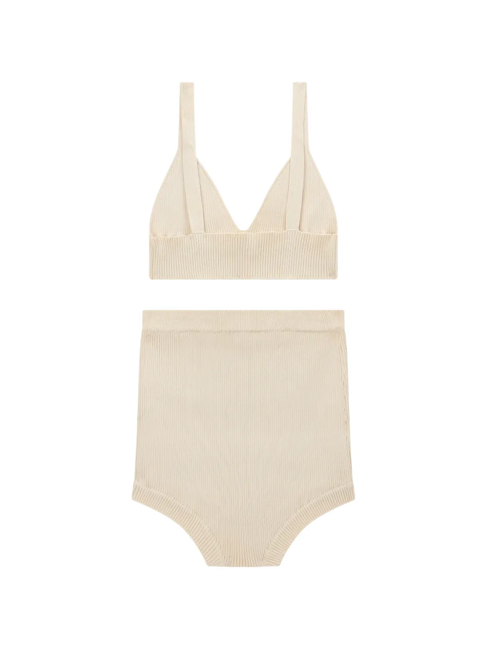 Valentino Garavani Geribbelde slip en bh set Beige