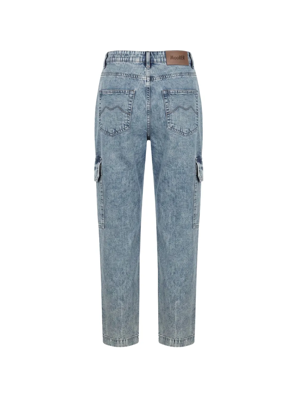Moorer Lively-101 acid-wash cargo-pockets straight-leg jeans Blauw
