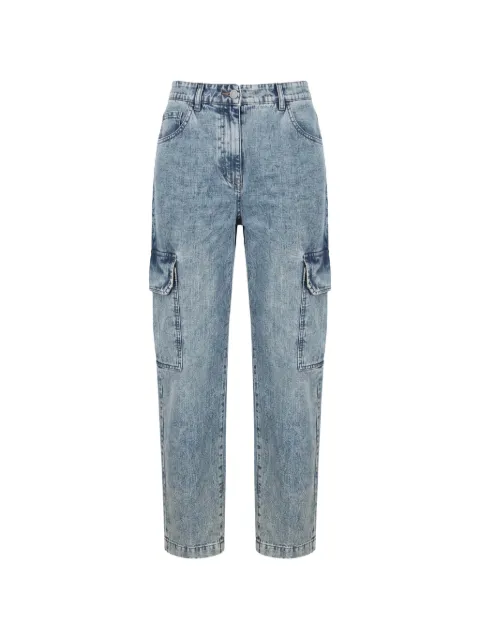 Moorer Lively-101 acid-wash cargo-pockets straight-leg jeans