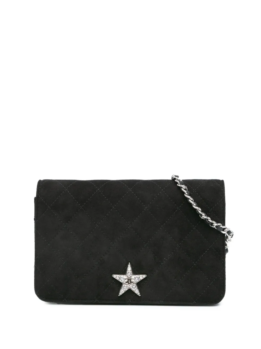 CHANEL Pre-Owned 2019 Suede Cocostellar Wallet on Chain crossbody bag | Black | Image 1