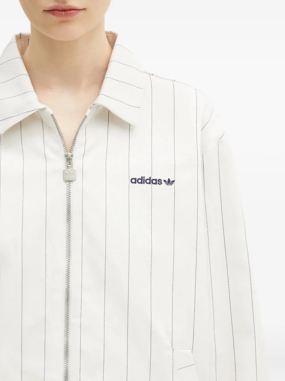 Adidas Originals Pinstripe Zip-up Jacket In Metallic