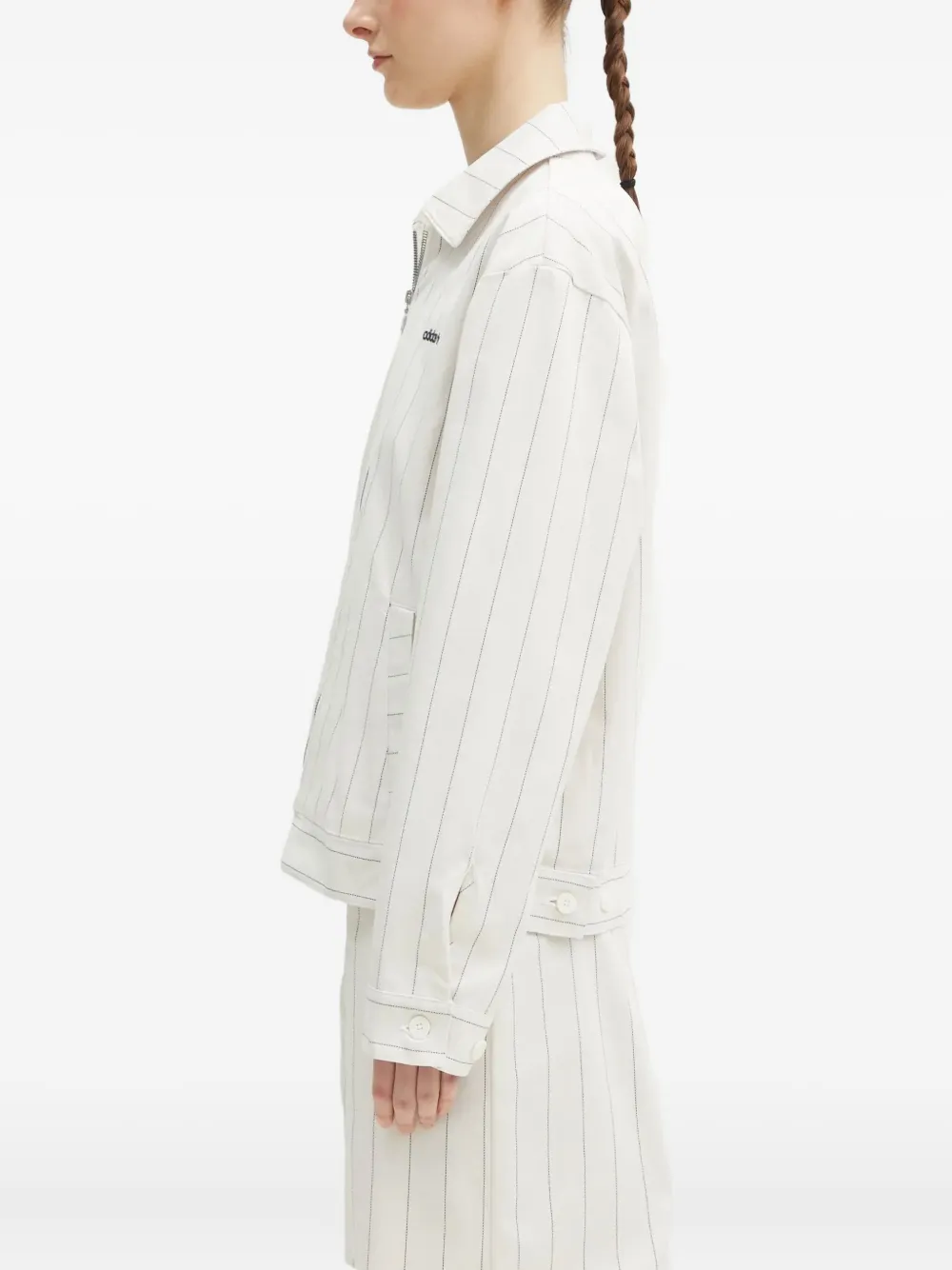 Adidas Originals Pinstripe Zip-up Jacket In Metallic