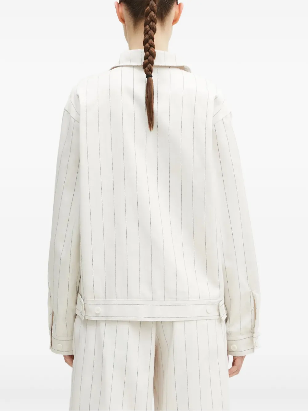 Adidas Originals Pinstripe Zip-up Jacket In Metallic