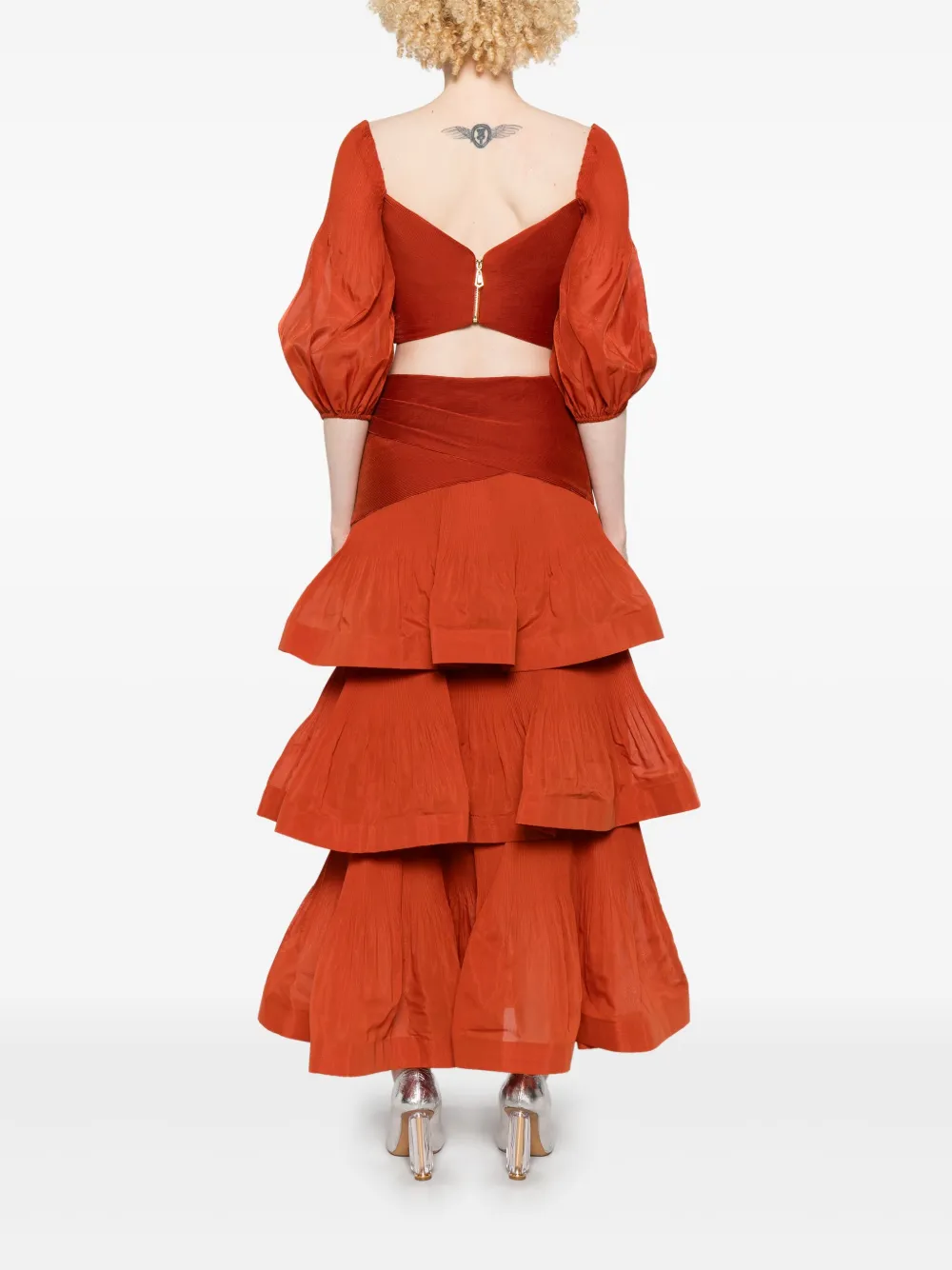 ZIMMERMANN Gelaagde maxi-rok met plooien Rood