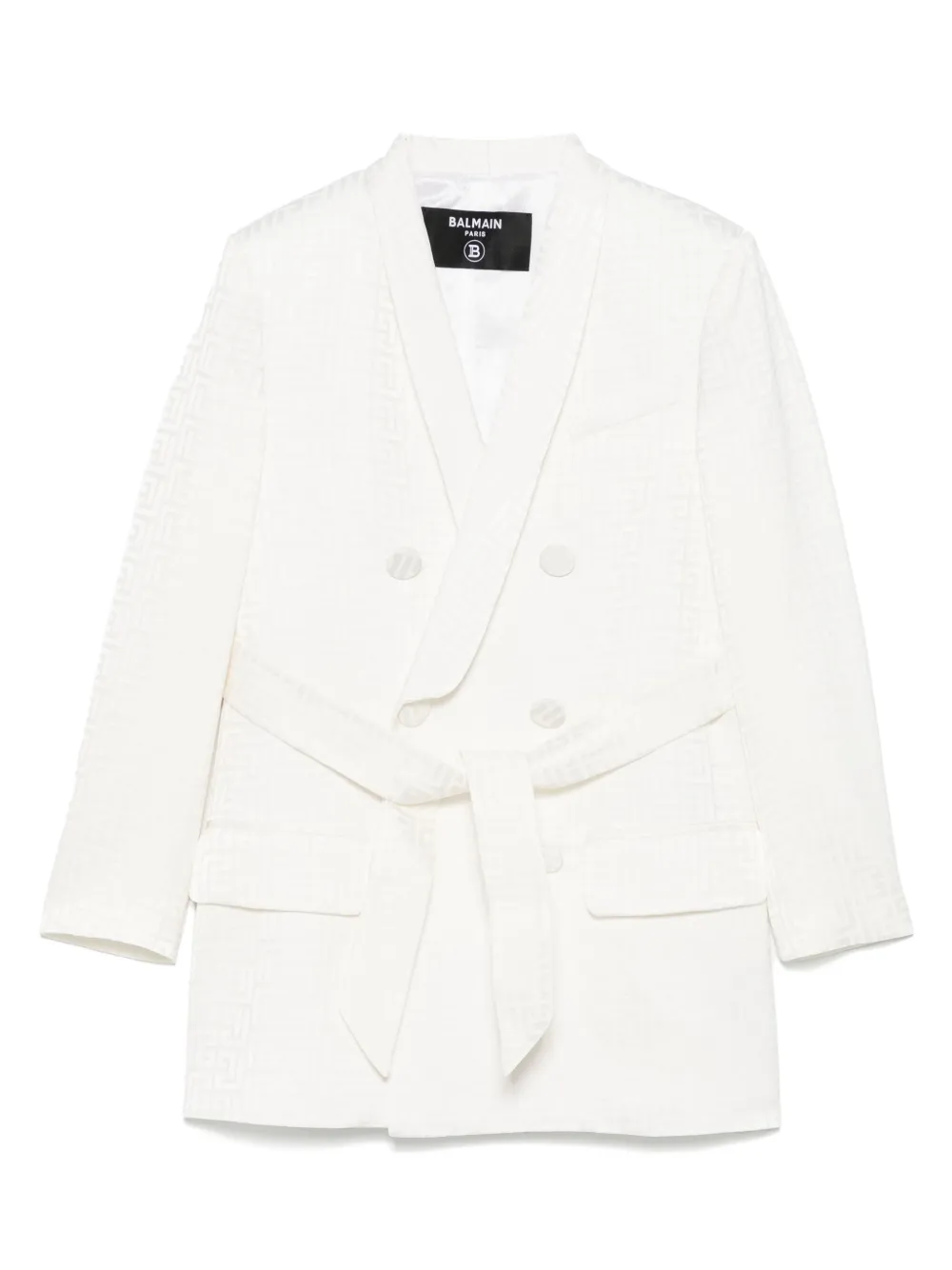Balmain Kids Blazer met PB monogram-jacquard Wit