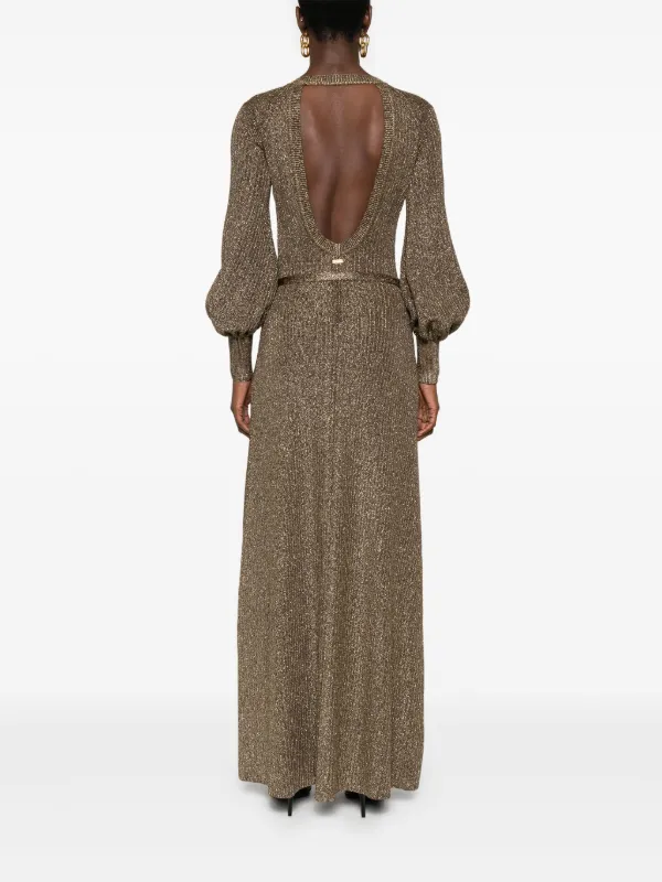 TOM FORD V-neck open-back Maxi Dress | Gold | FARFETCH