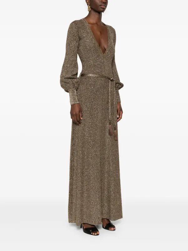 Tom Ford V-neck Open-back Maxi Dress - Gold