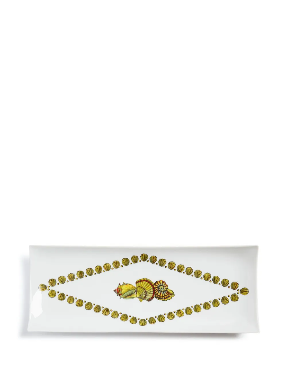 Fornasetti Giro di Conchiglie トレイ 15.5cm x 39cm - ホワイト Fornasetti Giro di Conchiglie トレイ 15.5cm x 39cm - ホワイト