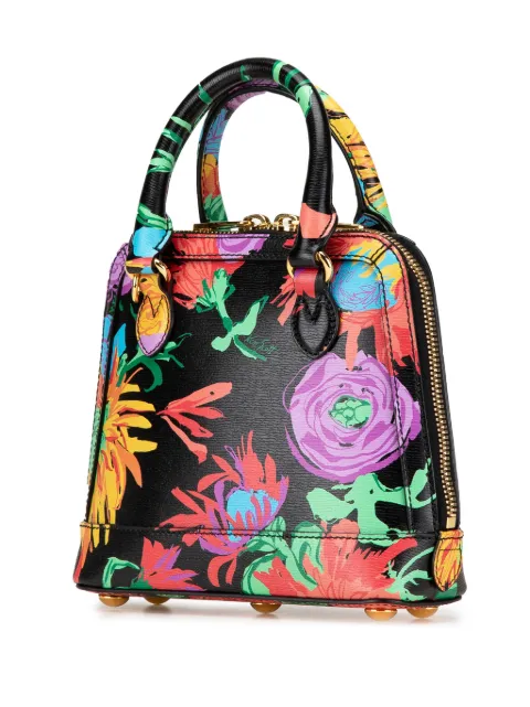 Gucci Pre-Owned 2016-2024 Ken Scoot New Shangai Mini Calfskin Jenny Floral Print Horsebit 1955 Top Handle Bag satchel 4184JL8E7OZ557DM - 1