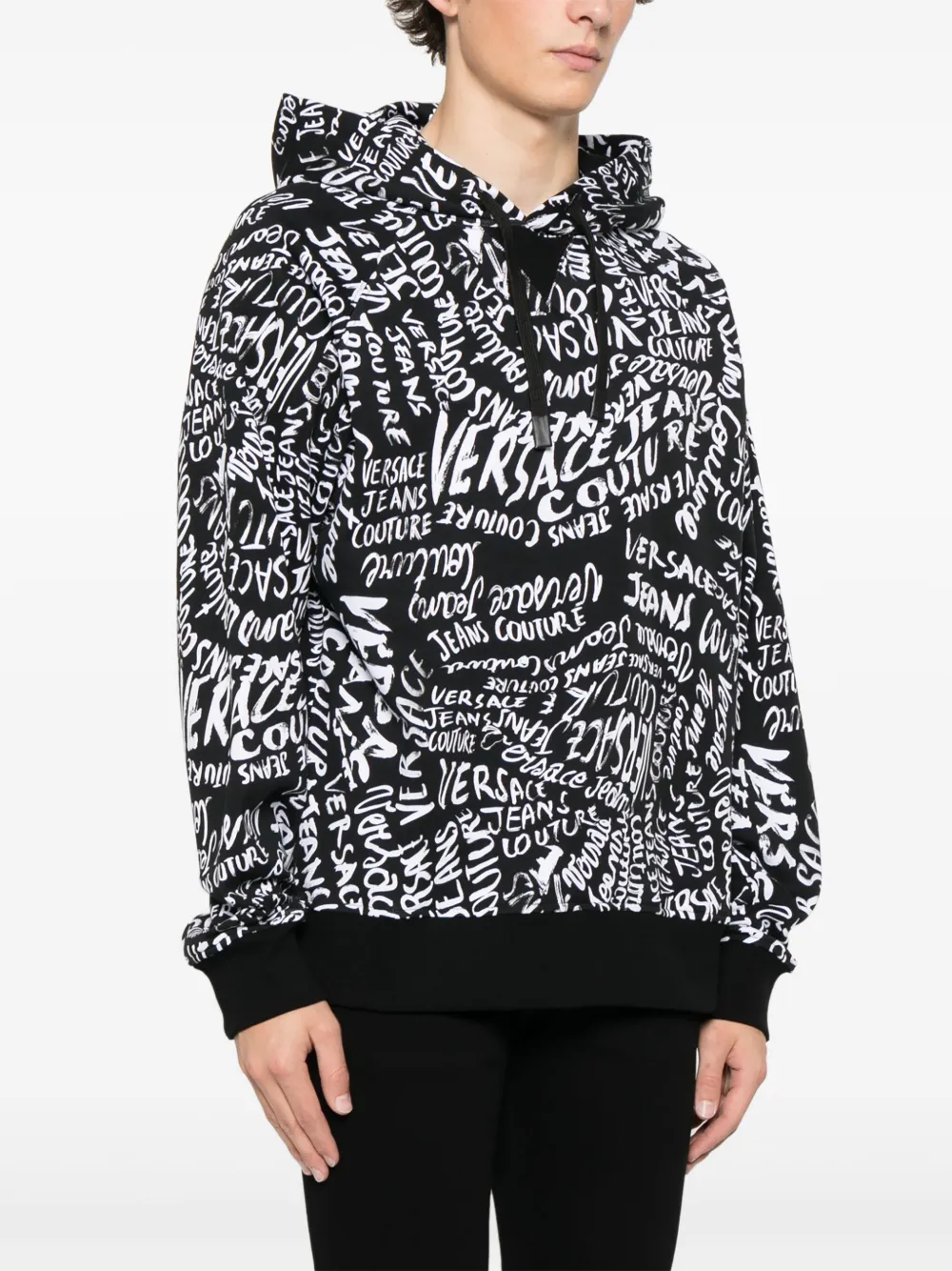 VERSACE JEANS COUTURE LOGOMANIA-PRINTED HOODIE