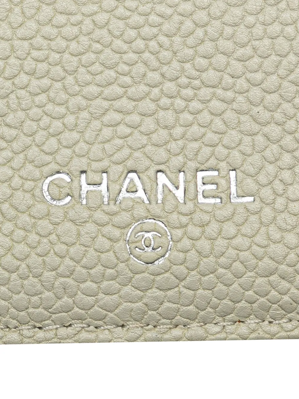 Pre-owned Chanel 2005-2006 Cc Quilted Caviar Zip Around Wallet Long Wallets In White