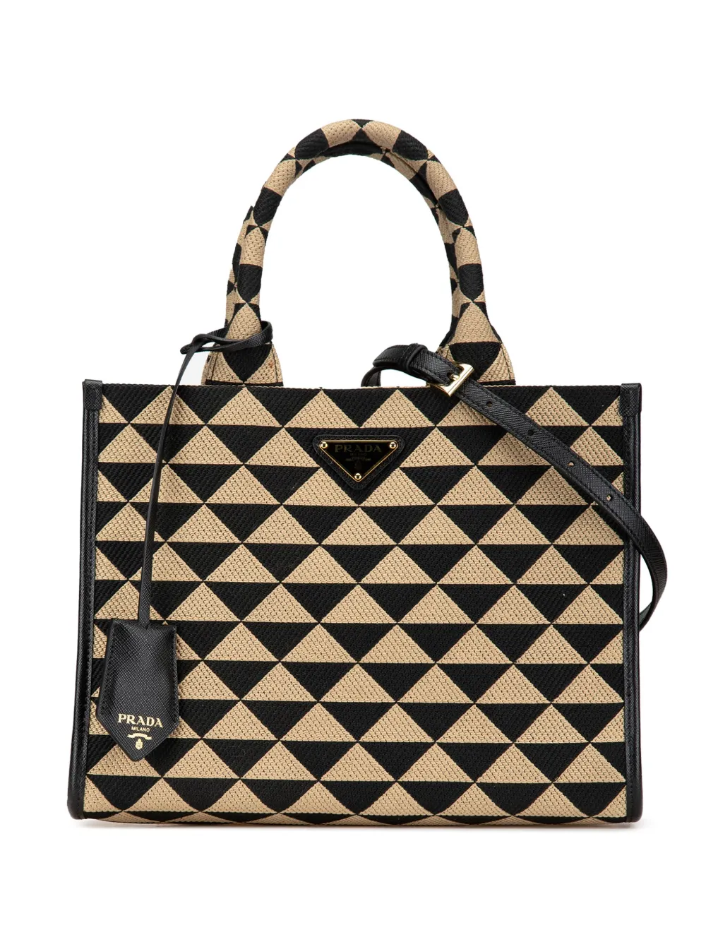 Prada Pre-Owned 2013-2024 Small Canvas Symbole Triangolo satchel | Brown | Image 1