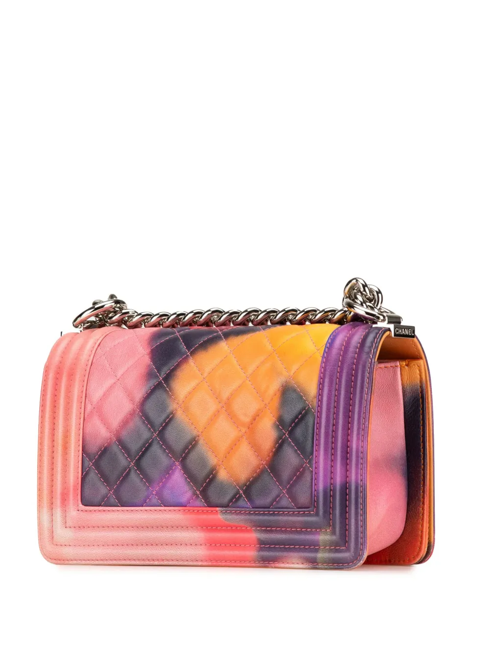 Pre-owned Chanel 2014-2015 Small Lambskin Flower Power Boy Flap Satchel In Multicolour