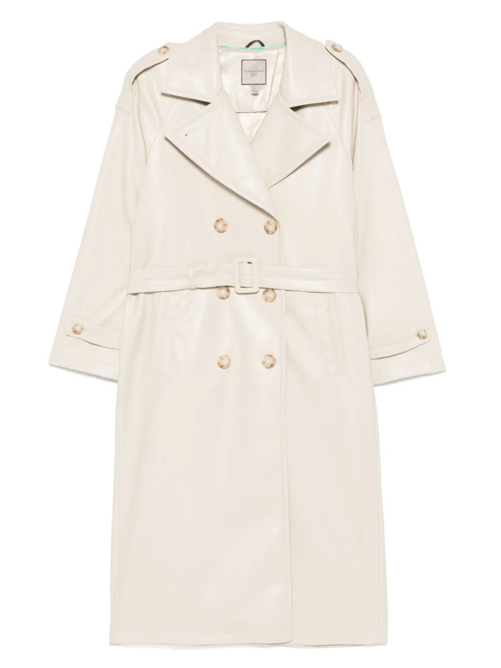 faux-leather trench coat