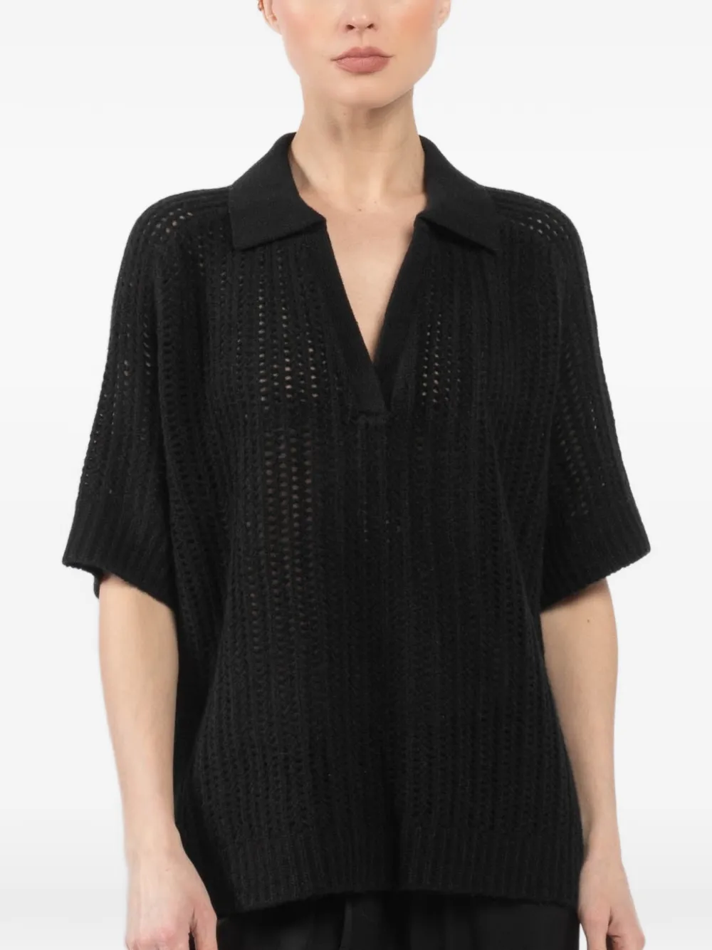 SABLYN open-knit T-shirt - Schwarz