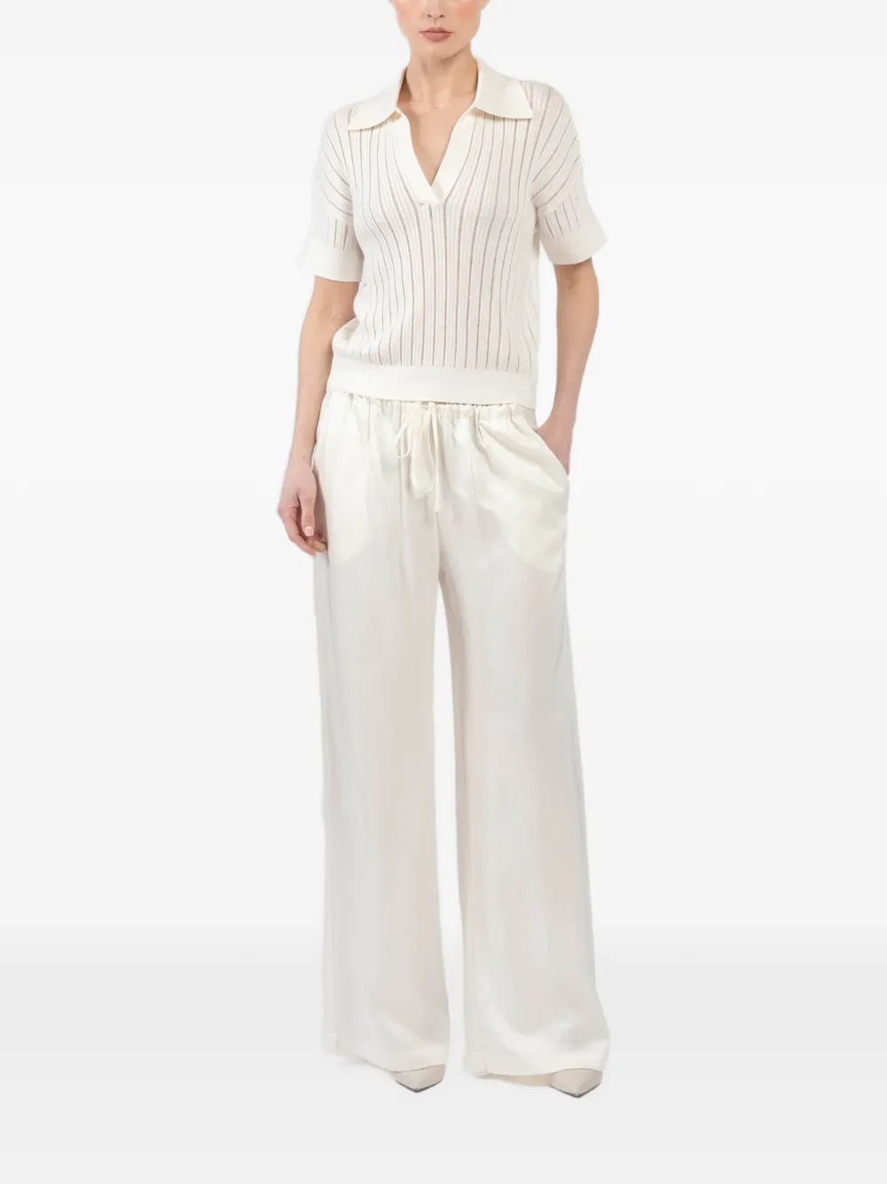 SABLYN Gemma drawstring-waistband wide-leg trousers - Beige