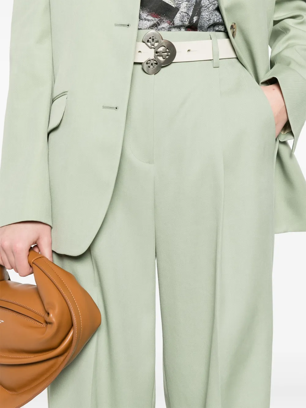 Golden Goose Tailored Trousers With Belt Loops And Pockets In Green