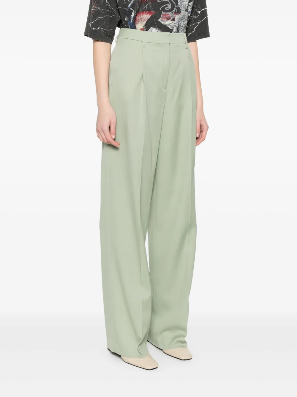 Golden Goose Tailored Trousers With Belt Loops And Pockets In Green