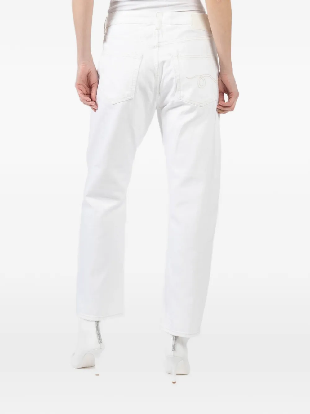 R13 Jeans met geborduurd logo en franje Wit