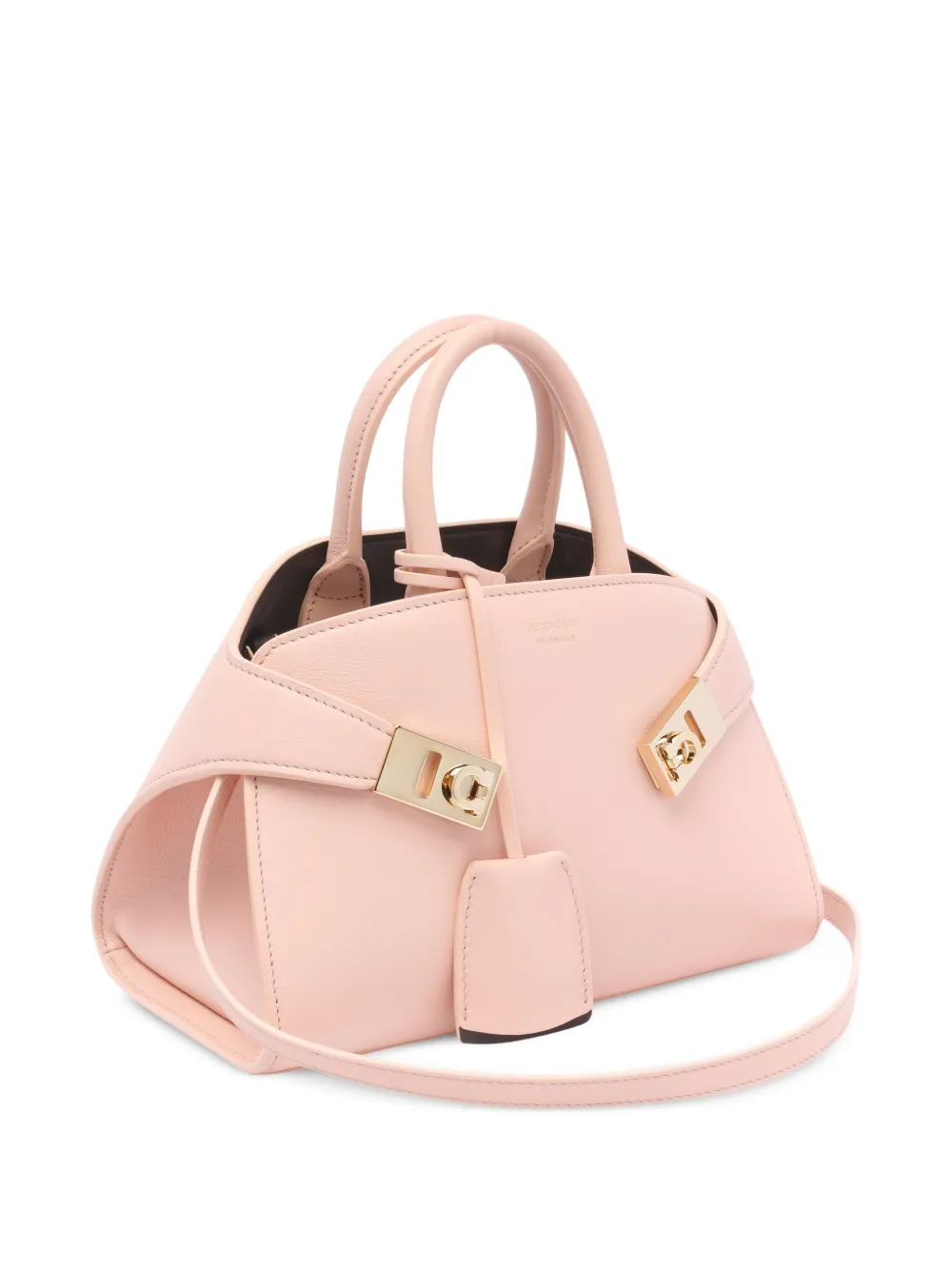 Ferragamo Handbag With Structured Shape And Metal Hardware In Rosa