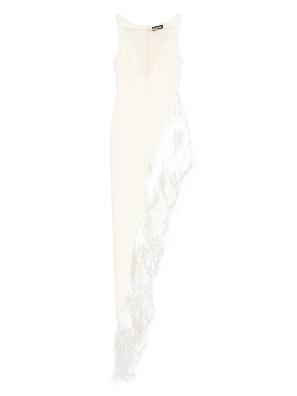 David Koma raffia-fringe asymmetric-hem gown | Neutrals | Image 1