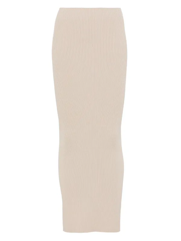 Max Mara Ribbed Midi Skirt in Neutrals