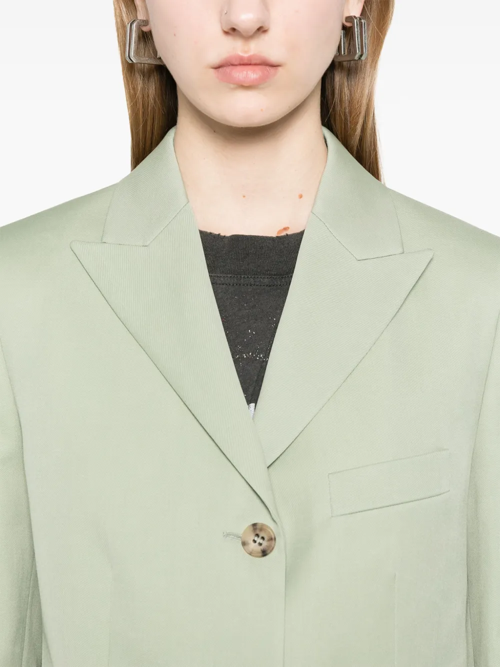 Golden Goose Structured Jacket With Notch Lapels And Shoulder Pads In Green