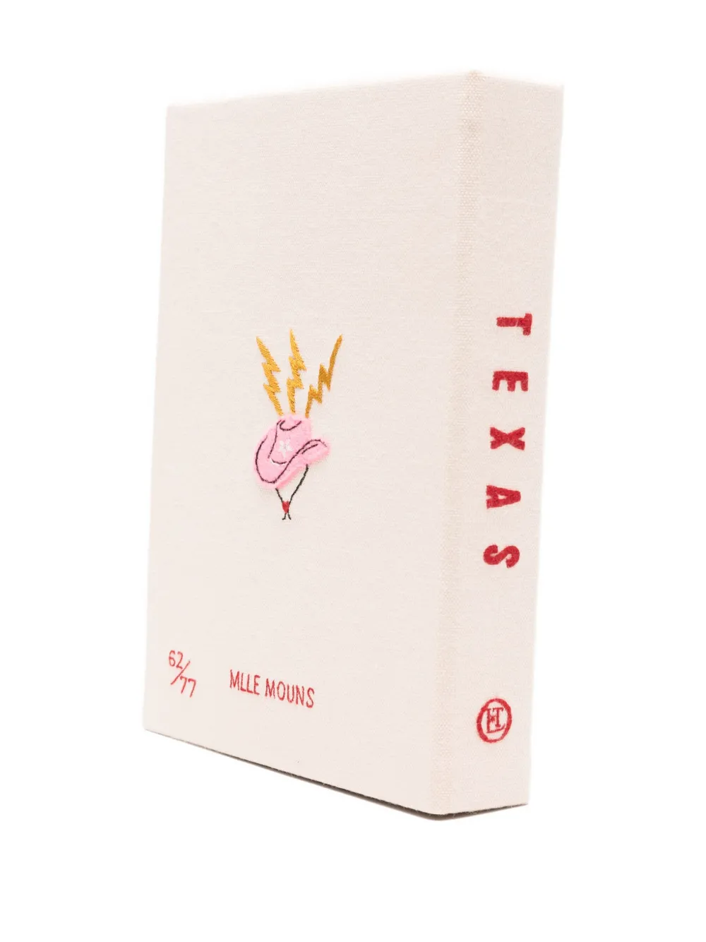 Olympia Le-Tan Kick Off Your Boots kleine boek clutch met borduurwerk Beige