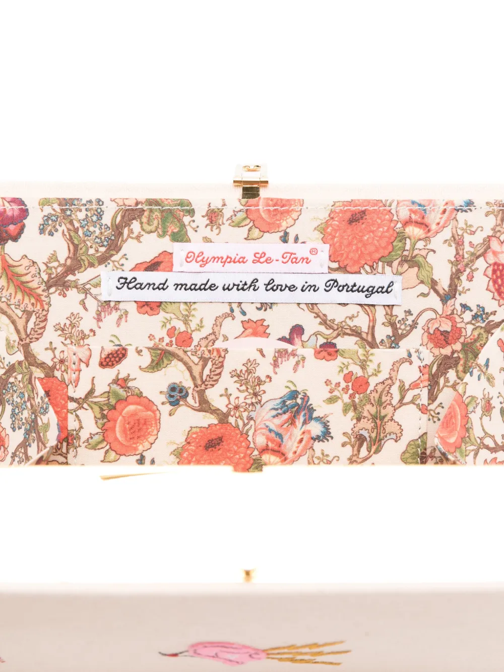 Olympia Le-Tan Kick Off Your Boots kleine boek clutch met borduurwerk Beige