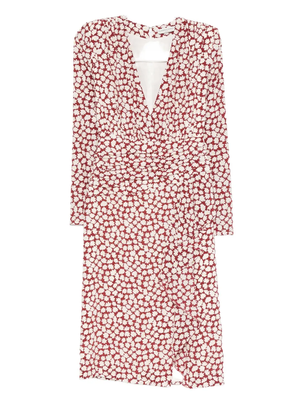 Alessandra Rich floral-print draped midi dress Rood