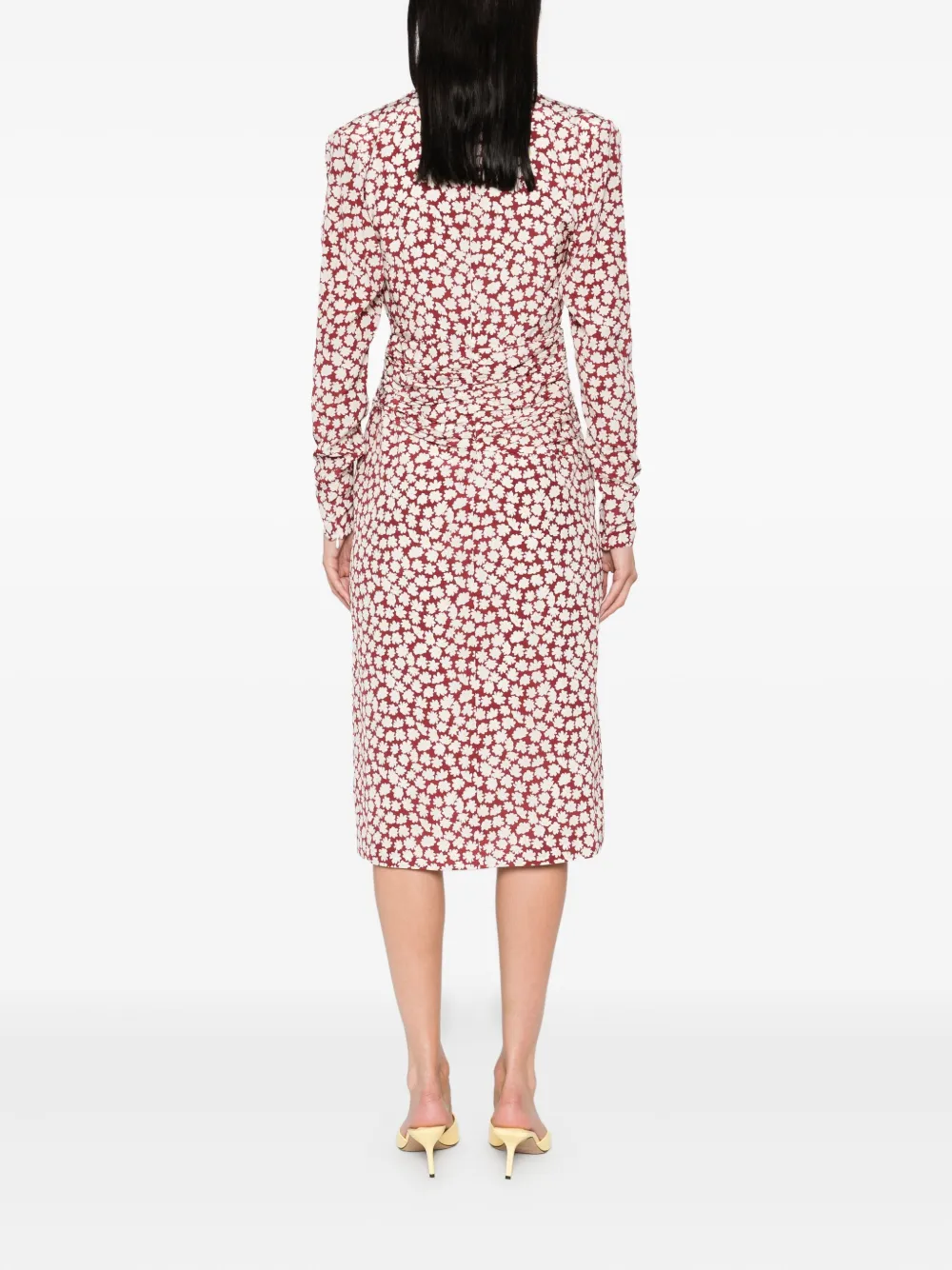 Alessandra Rich floral-print draped midi dress Rood