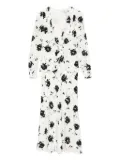 Alessandra Rich rose-print button-detail midi dress - White