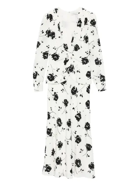 Alessandra Rich rose-print button-detail midi dress