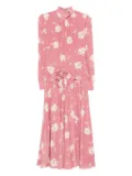 Alessandra Rich rose-print belted midi dress - Pink