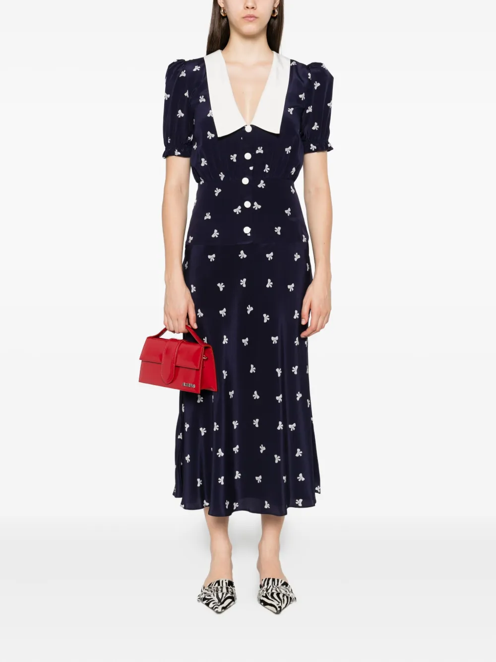 Alessandra Rich Bow-print Midi Dress