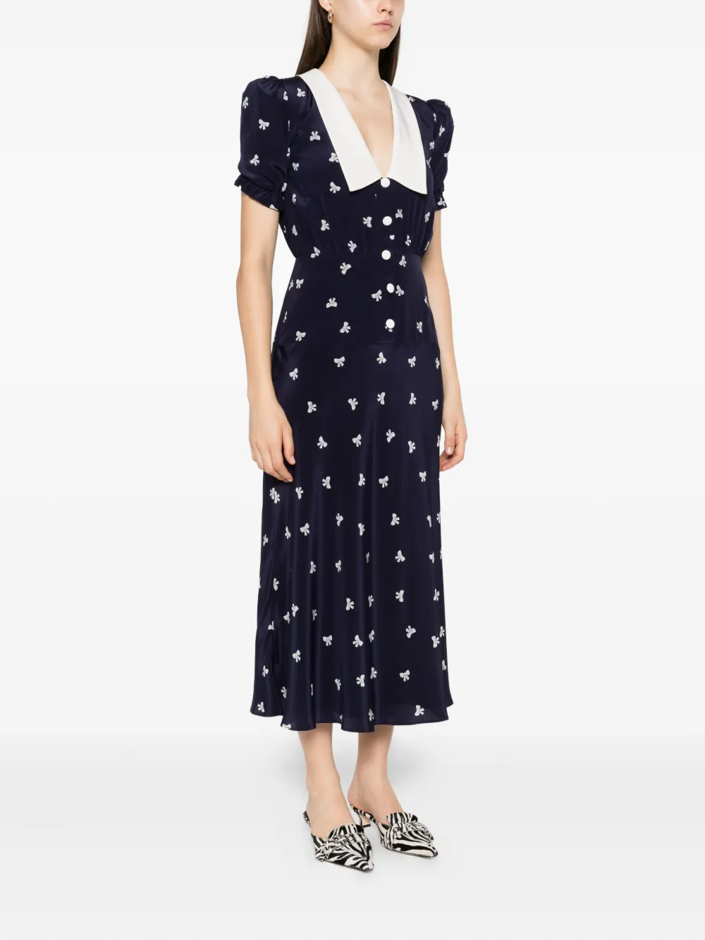 Alessandra Rich Bow-print Midi Dress