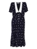 Alessandra Rich bow-print midi dress - Blue