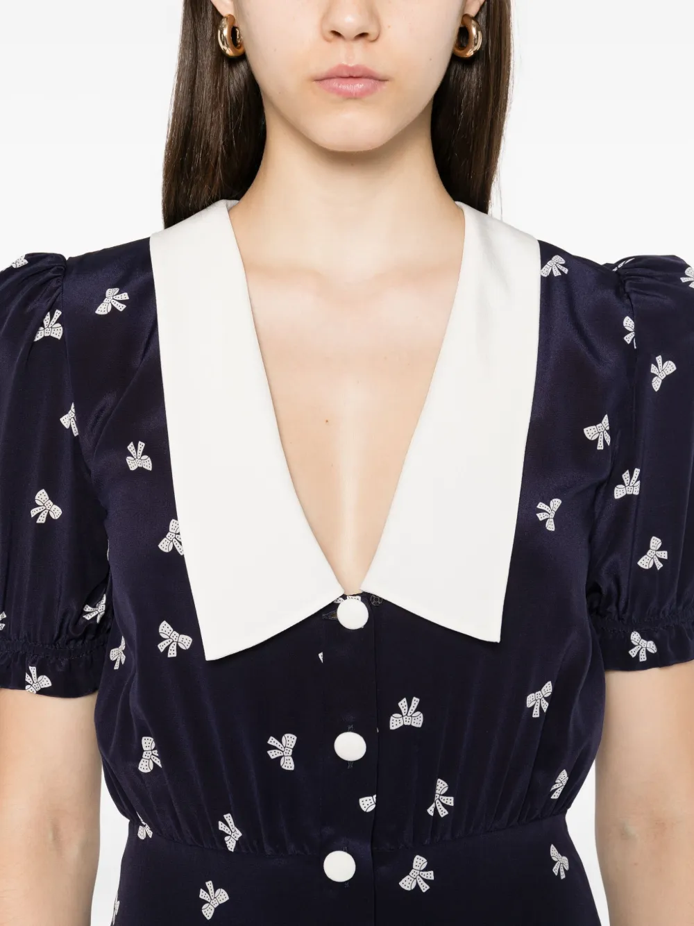 Alessandra Rich Bow-print Midi Dress