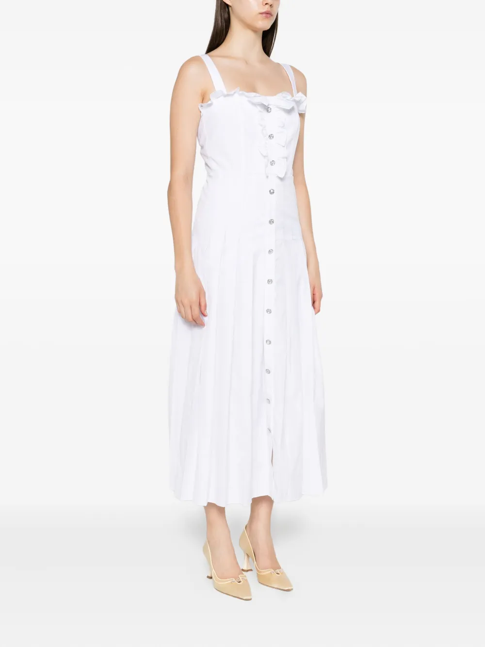 Alessandra Rich Midi-jurk met knopen Wit