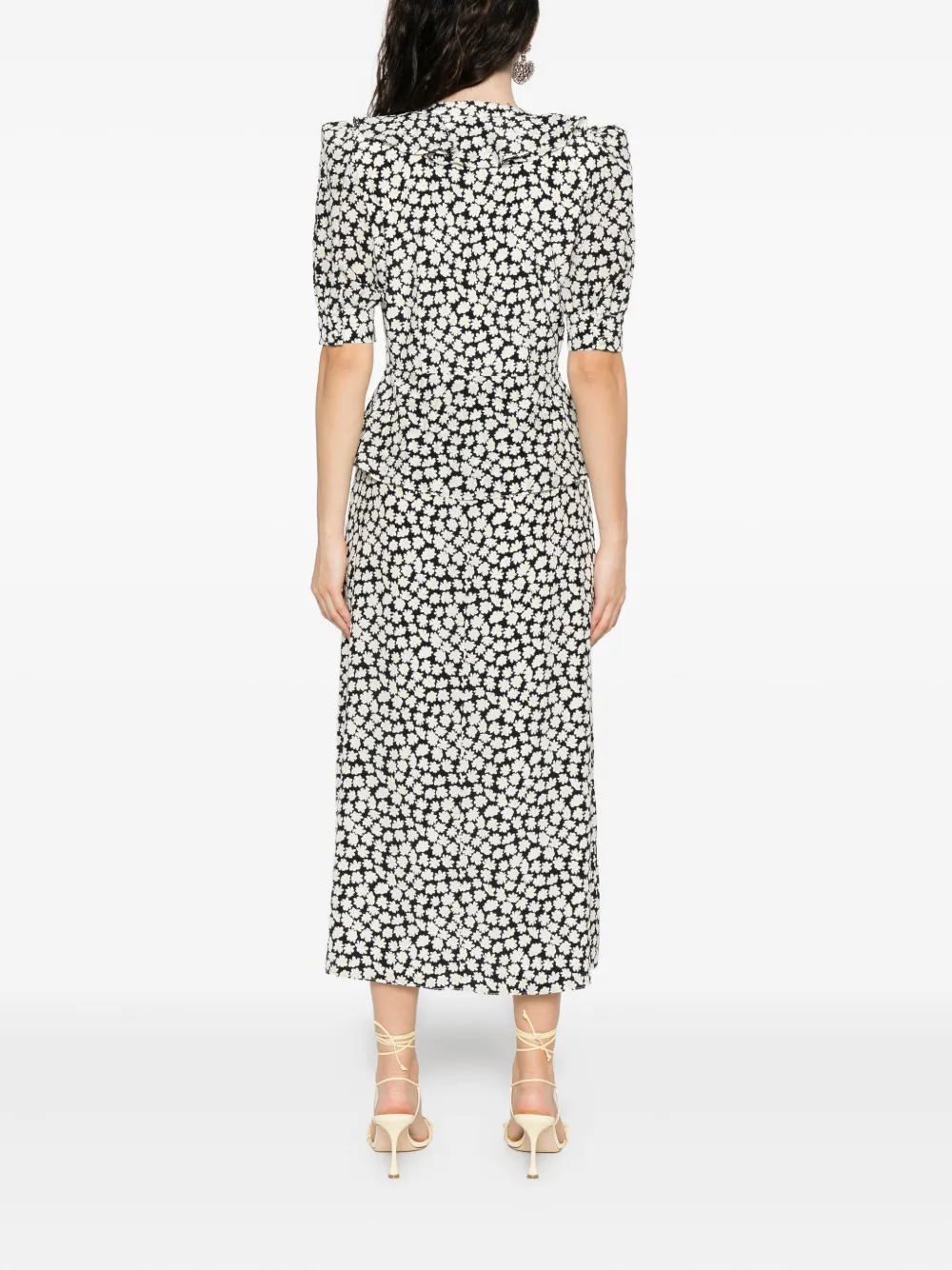 Alessandra Rich floral-print midi dress Zwart