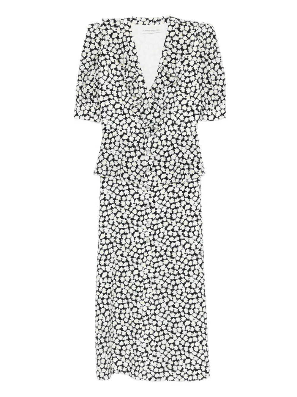 Alessandra Rich floral-print midi dress - ブラック Alessandra Rich floral-print midi dress - ブラック