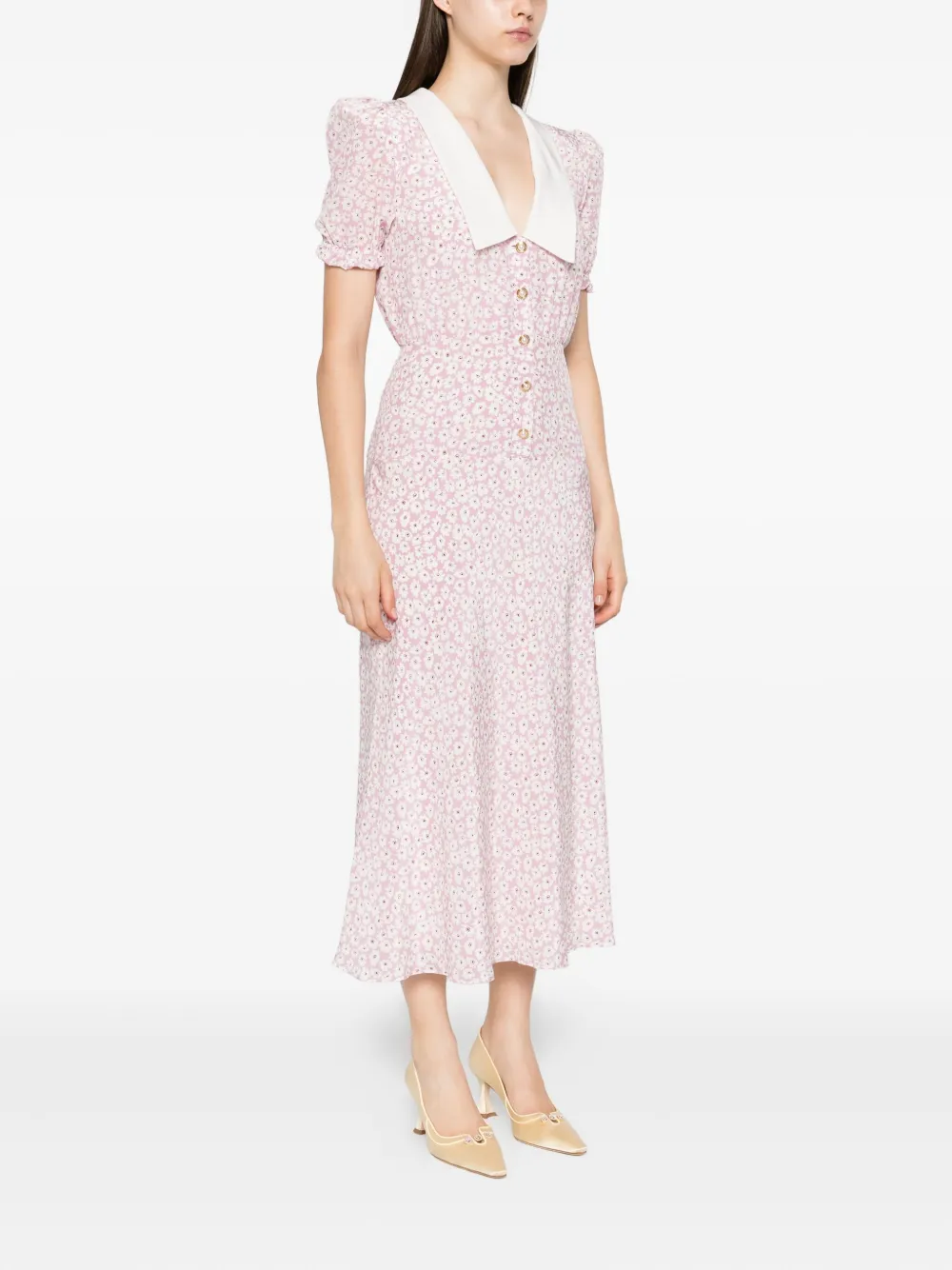 Alessandra Rich Midi-jurk met bloemenprint Roze