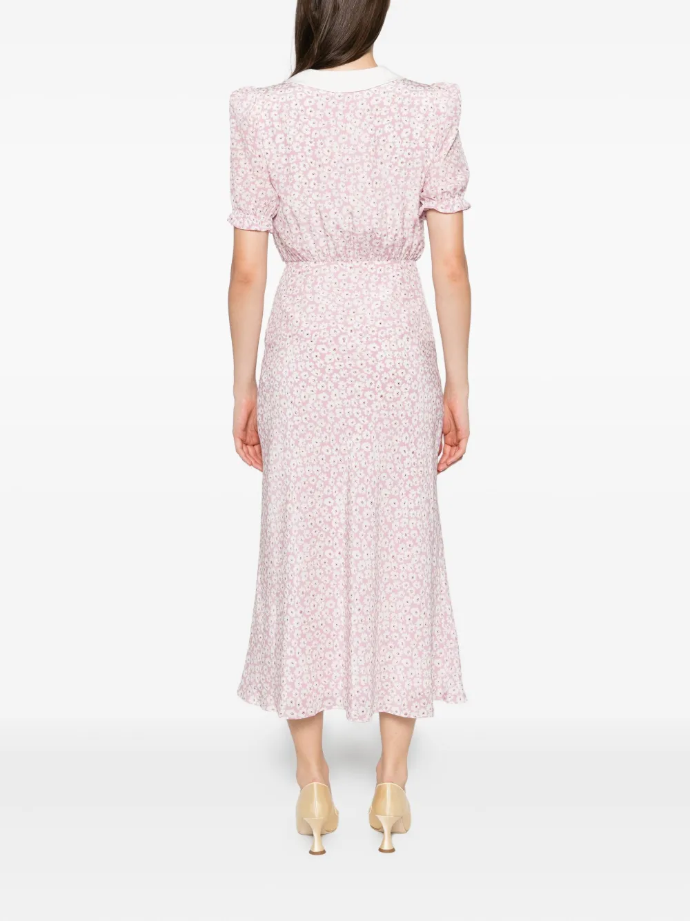 Alessandra Rich Midi-jurk met bloemenprint Roze