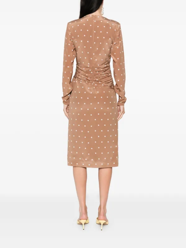 knee length dresses for ladies Alessandra Rich Polka Dot Midi Dress With Ruffles