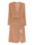 Alessandra Rich polka dot-print midi dress - Brown