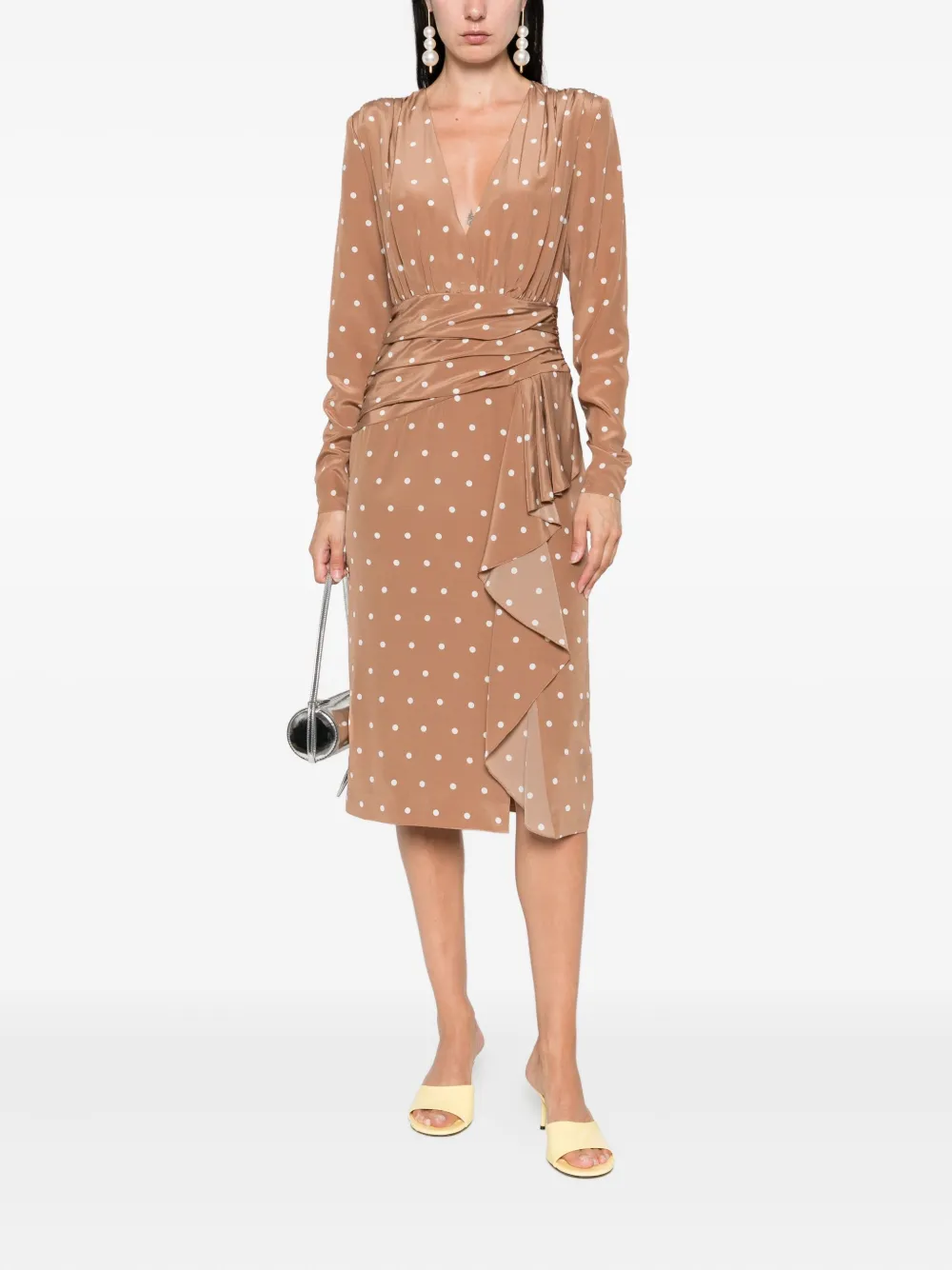 Alessandra Rich polka dot-print midi dress Bruin
