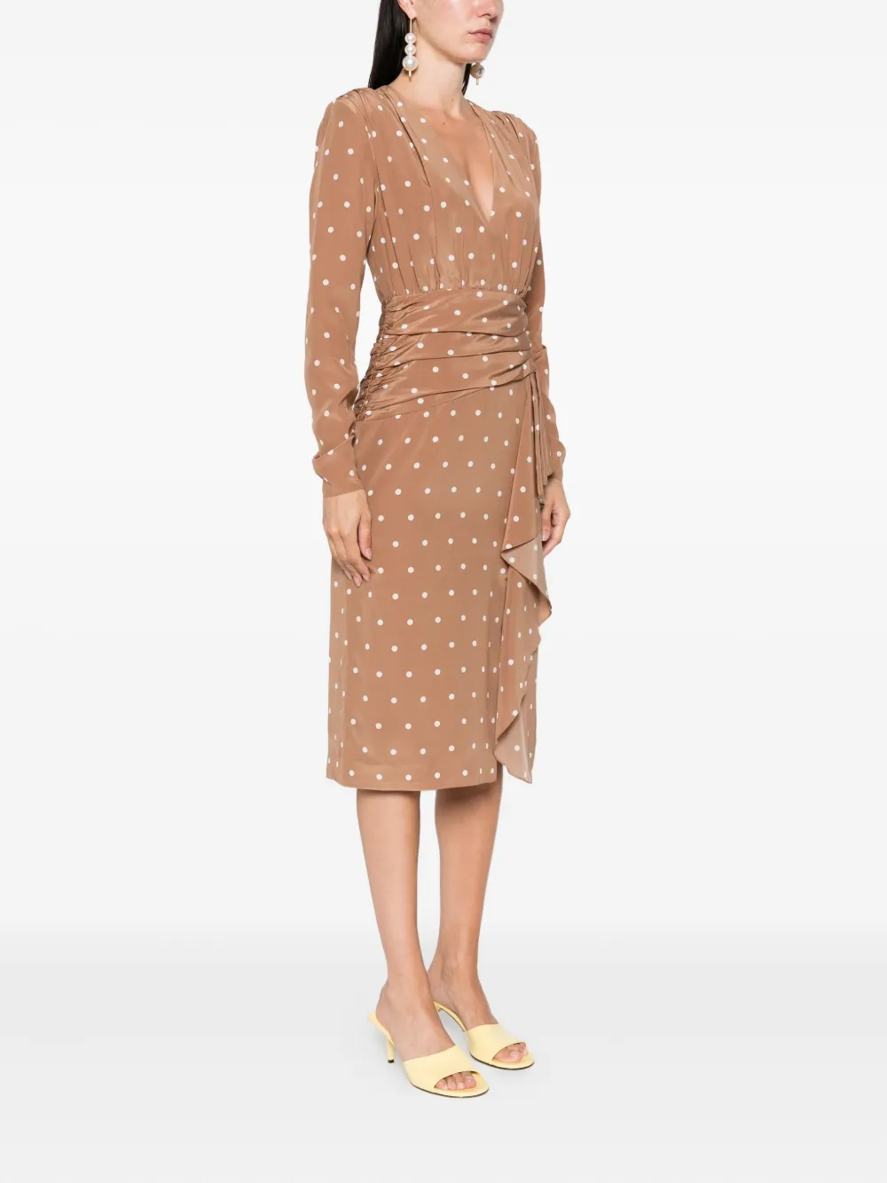 Alessandra Rich polka dot-print midi dress Bruin